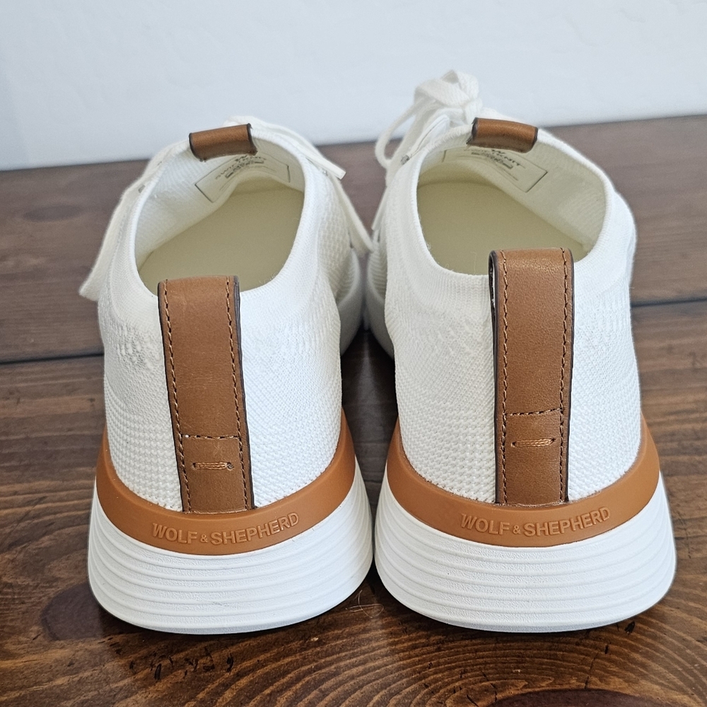 Wolf & Sheperd Classy White Knit Sneakers/Dress Shoes Men's Size 9 - NWOB - Picture 4 of 9